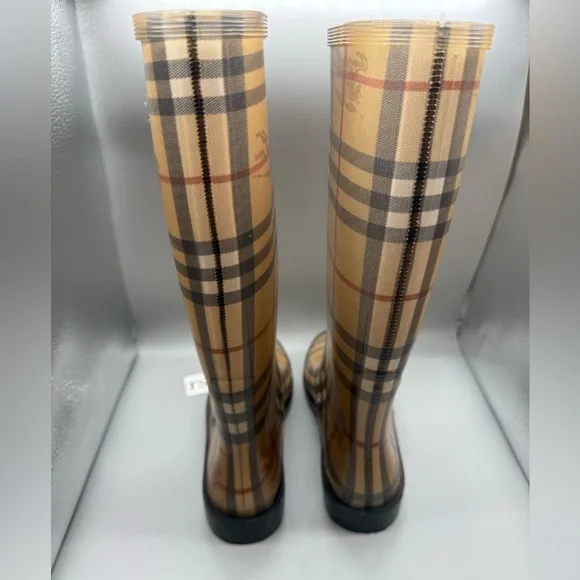Women's Burberry House Check Pattern /Mid- Calf Rubber Rain Boots/Womens Size 37 - Picture 7 of 10